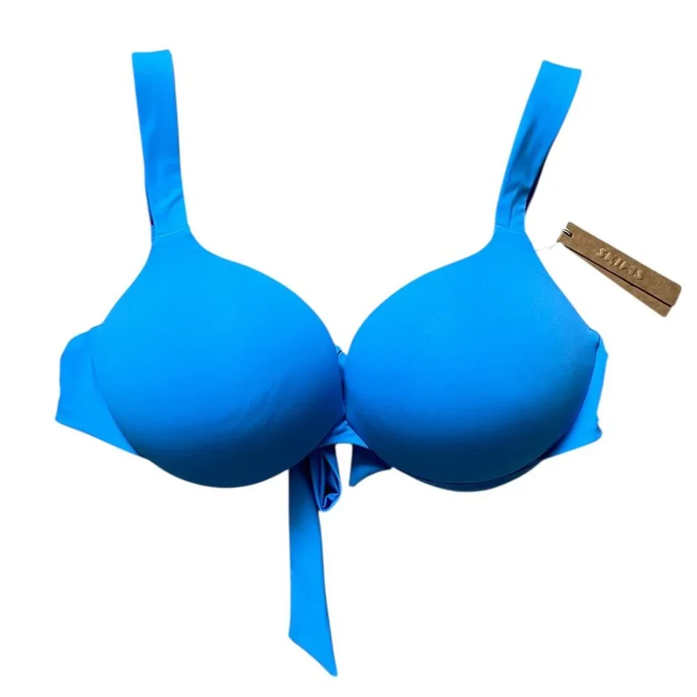 SKIMS NEW Signature Swim Ultimate Push-Up Bikini Top In Tide Size 13/L